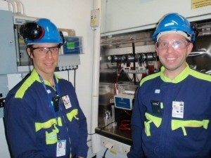 Gustav Settervik (pictured left) and Jimmy Hägg with Pi’s installed Particle Counter